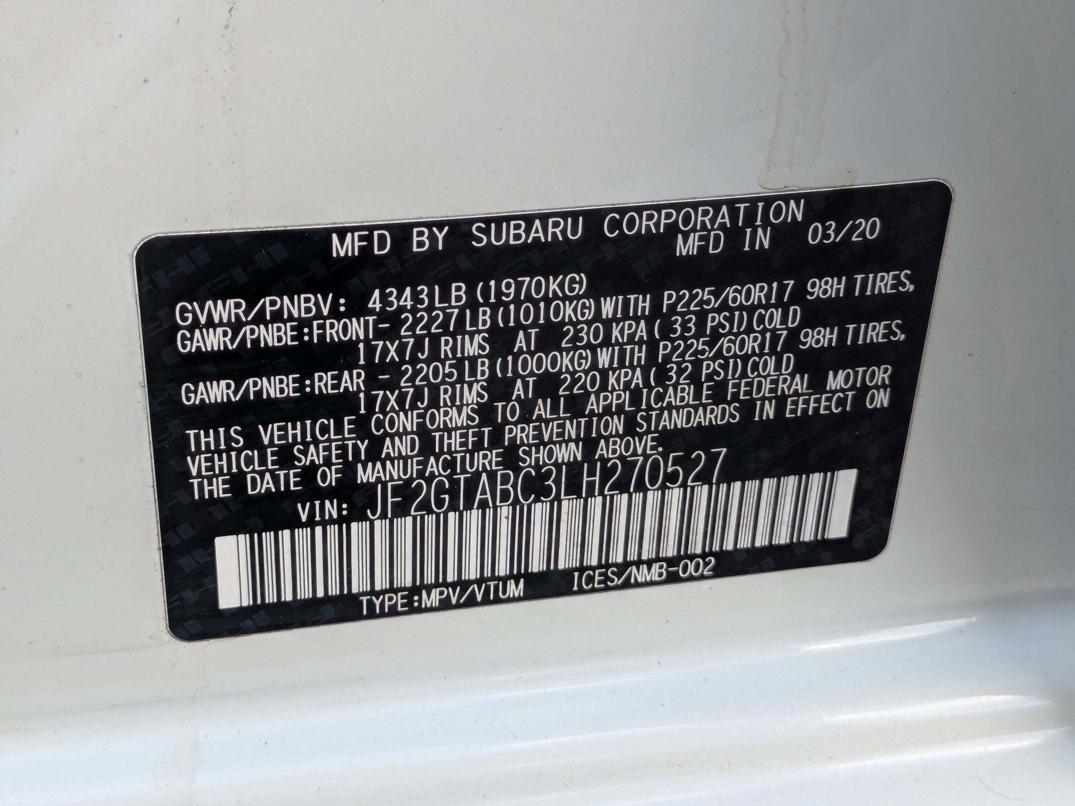 2020 Subaru Crosstrek Base